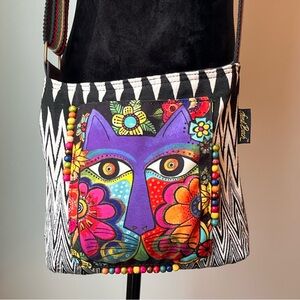 Laurel Burch Multicolor Cat Crossbody Bag